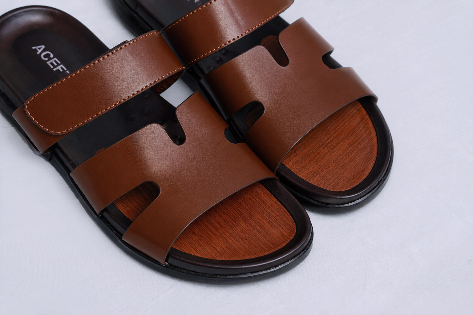 AceFit Chypre Leather Slide – Premium Men’s Dual-Strap