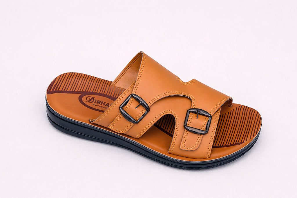 Premium Men’s Tan Leather Slipper