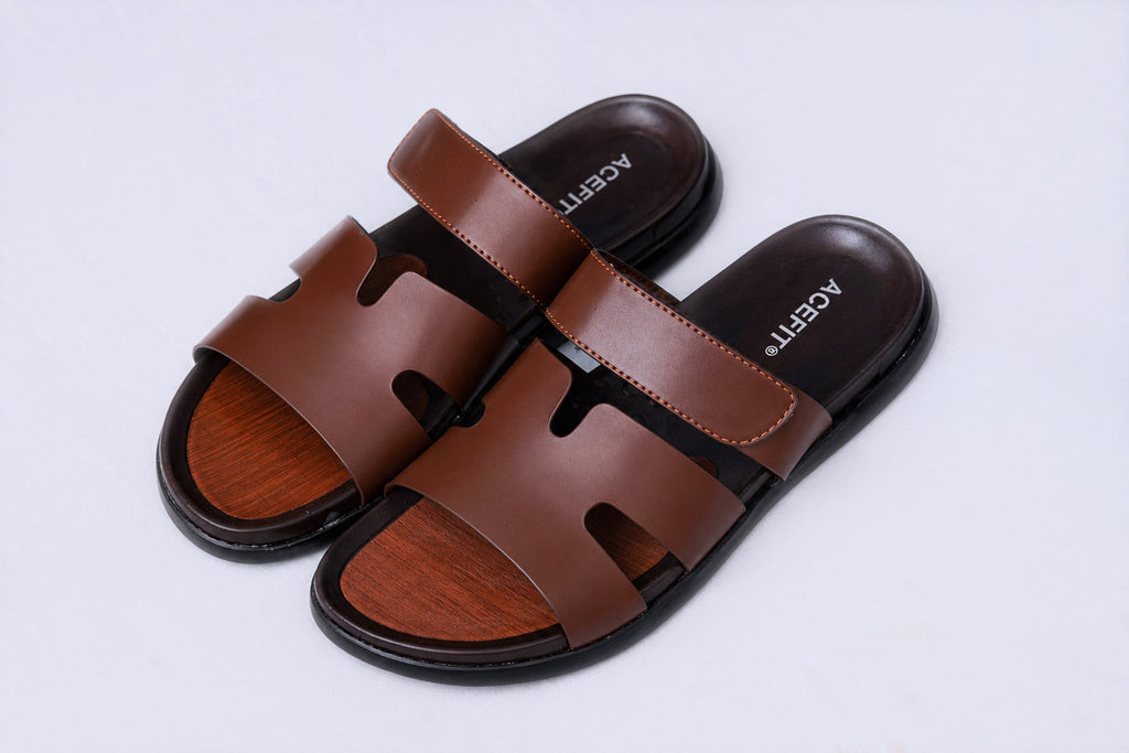 AceFit Chypre Leather Slide – Premium Men’s Dual-Strap